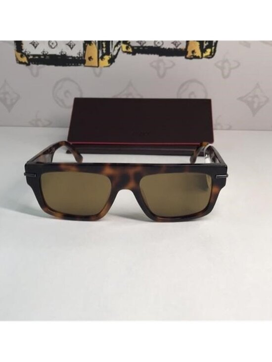 New Auth FENDI Graphics Light Tortoise Rectangle Sunglasses FE40091U_53E main image 11
